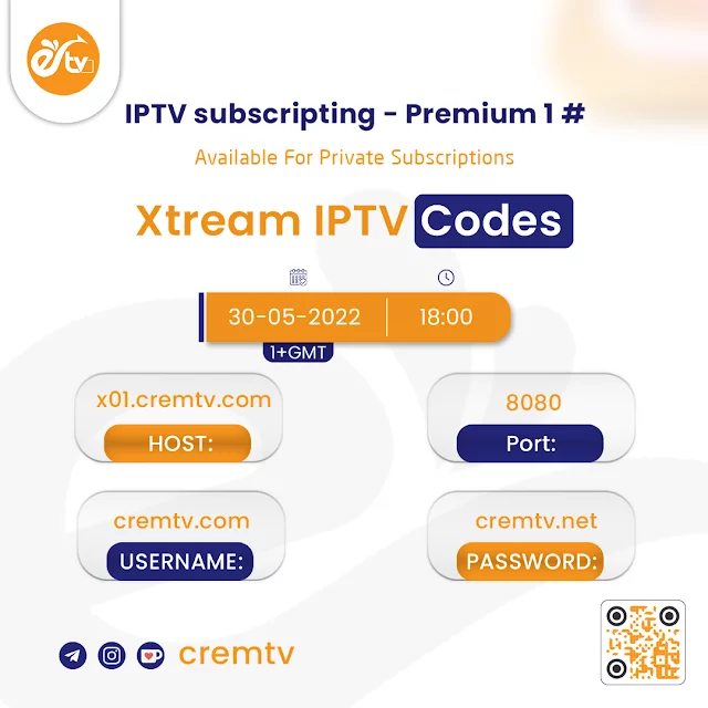 FREE STB EMU CODES AND IPTV XTREAM CODES+M3U PLAYLISTS (cremtv) 30/05/2022 FREE STB EMU CODES AND IPTV XTREAM CODES+M3U PLAYLISTS (cremtv) 30/05/2022